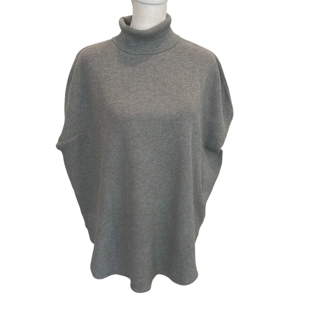 Lilla P NWT Gray Turtleneck Boxy Sleeveless Sweater Womens Size Small NEW